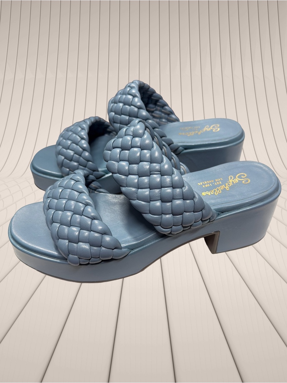 Seychelles Women's Platform Braided Preppy Blue Leather Sandals, Size 8 M, NWT - Picture 7 of 12